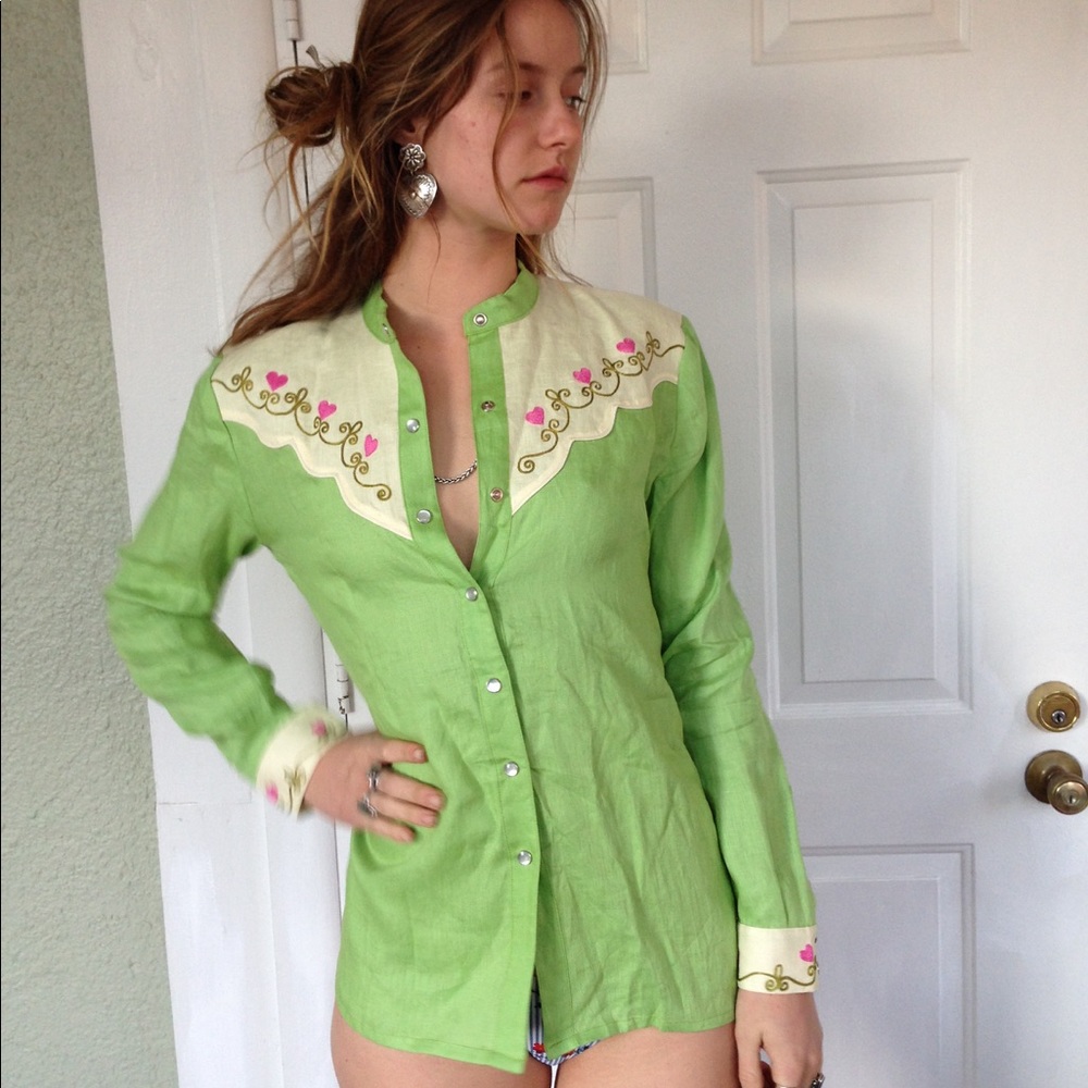 Vintage linen cowgirl shirt